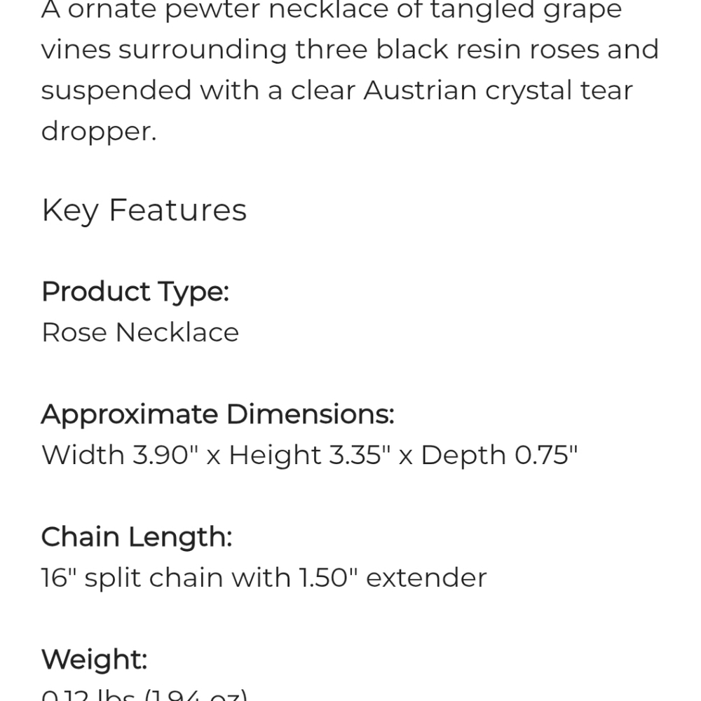 Alchemy England Bacchanal Rose Crystal Necklace - Picture 2 of 6